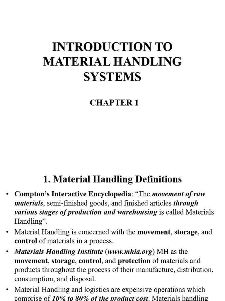 Introduction to Material Handling Systems | PDF
