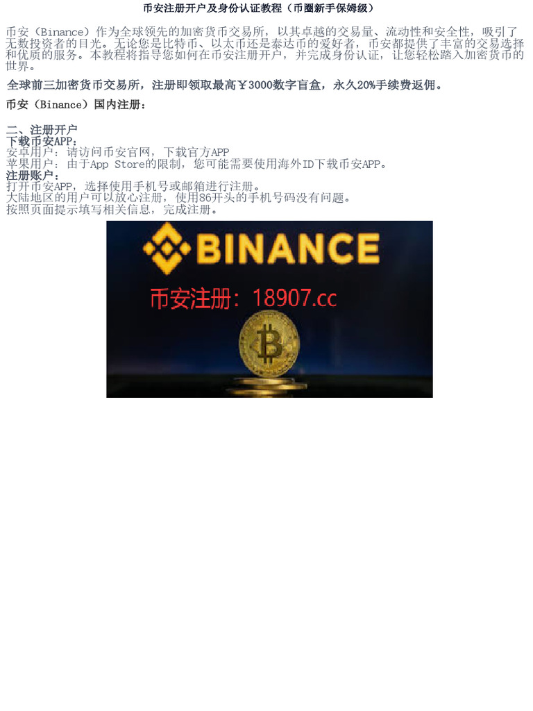 iOS下载并实名认证币安APP（包含身份验证） | PDF