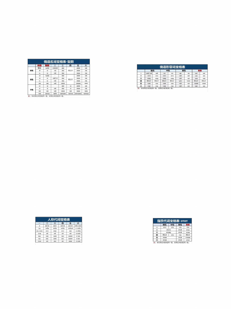 Russian Declension Charts A4 2pages Portrait 80pct | PDF