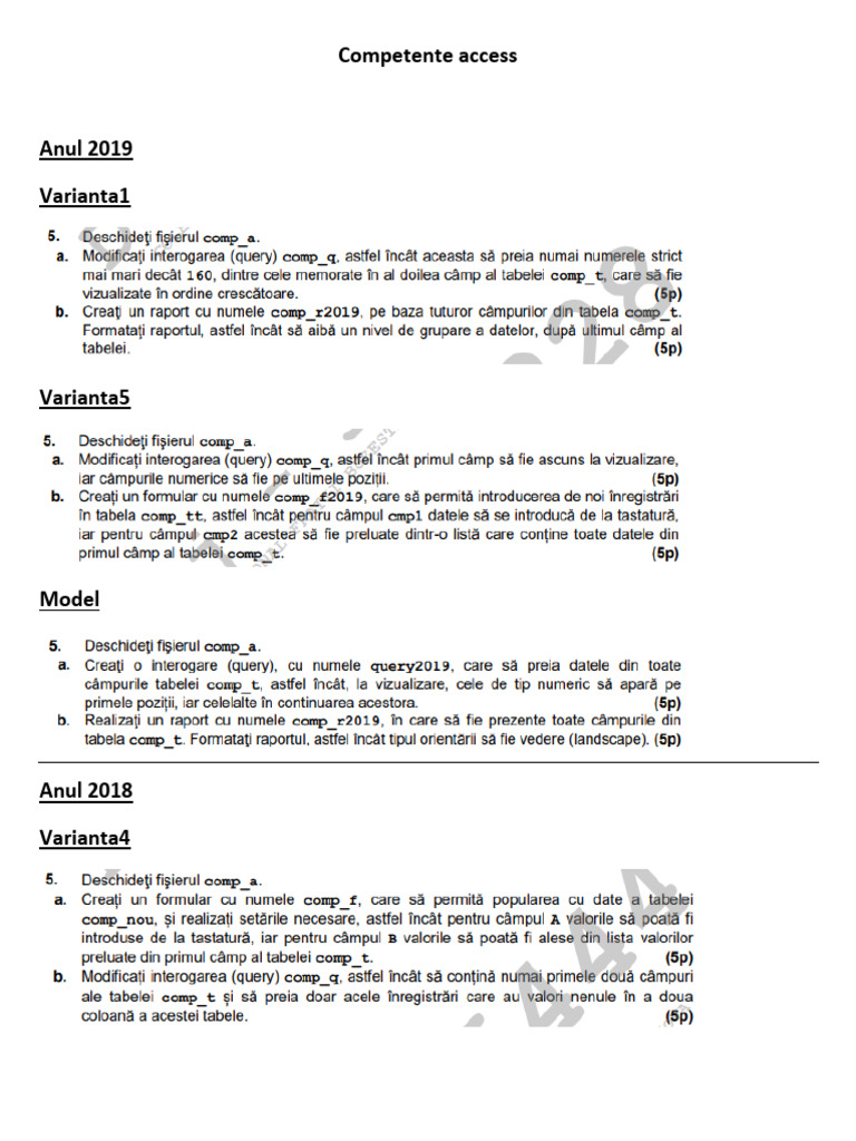 XII Competente Access | PDF