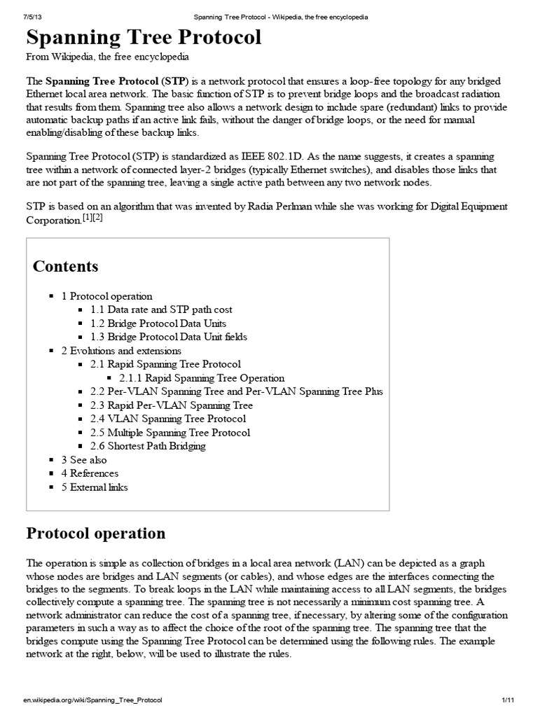 Spanning Tree Protocol - Wikipedia, The Free Encyclopedia | PDF ...