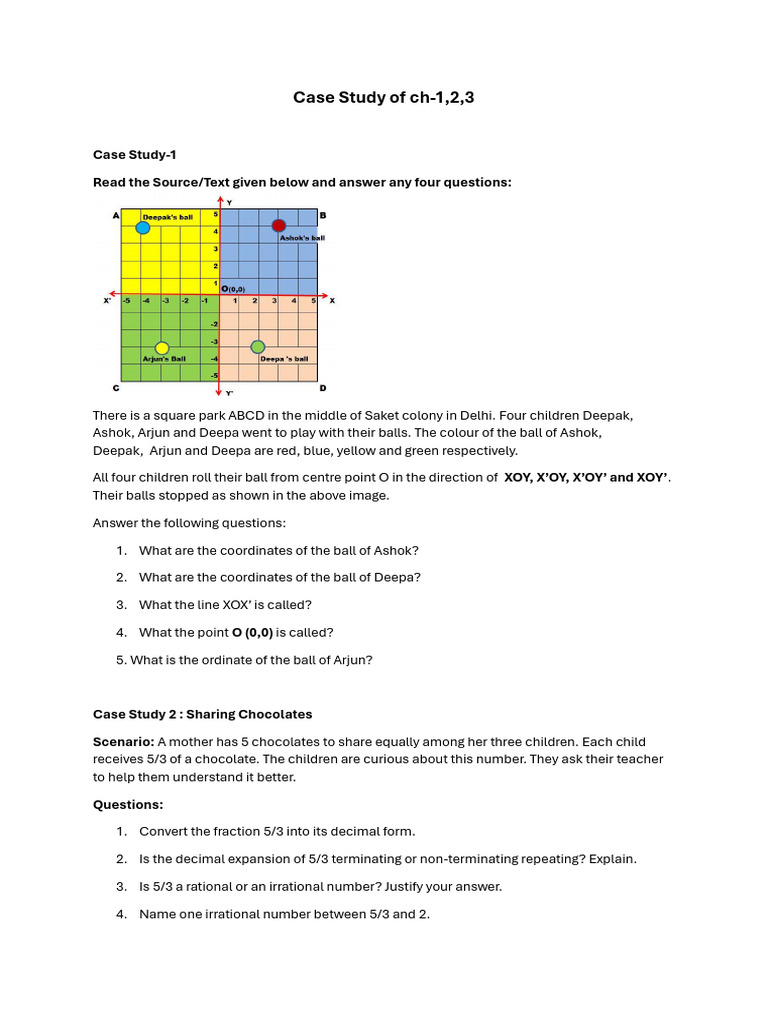 Case Study, Class 9, CH 1,2,3 | PDF
