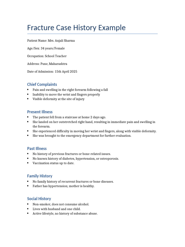 Colles' Fracture Case Study: Anjali Sharma | PDF