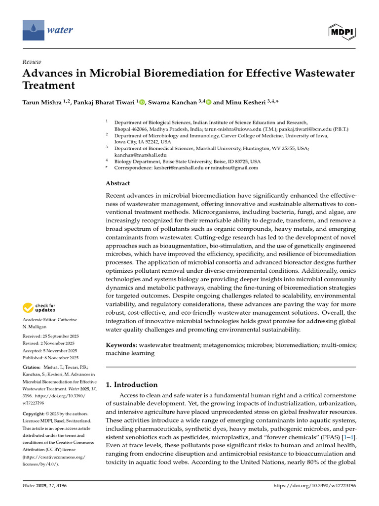 Microbial Bioremediation Advances in Wastewater | PDF | Sewage ...