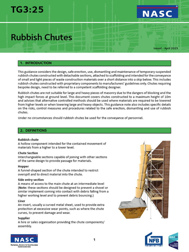 Rubbish Chute Safety and Design Guide | PDF | Scaffolding