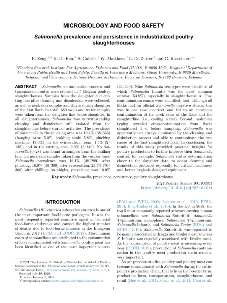 Salmonella in Poultry Slaughterhouses | PDF | Salmonella | Animal Slaughter