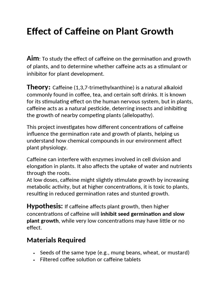 Caffeine's Impact on Plant Growth | PDF | Caffeine | Germination