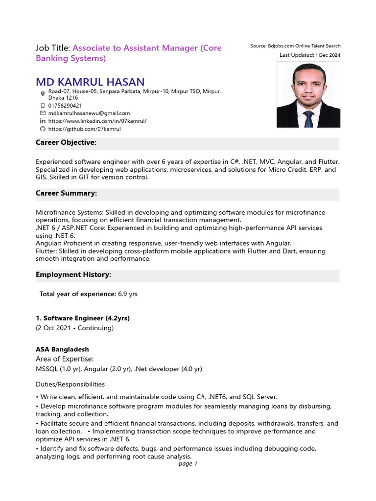 Associate Manager in Core Banking Systems | PDF | Microsoft Sql Server ...