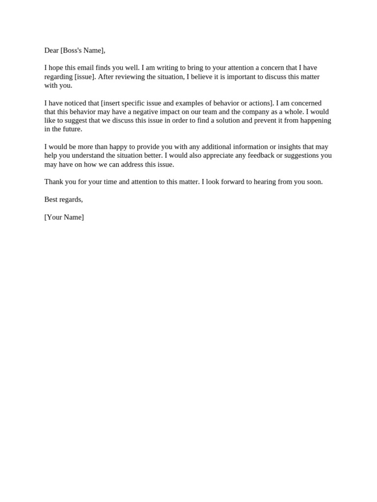 Addressing Workplace Concerns Email | PDF