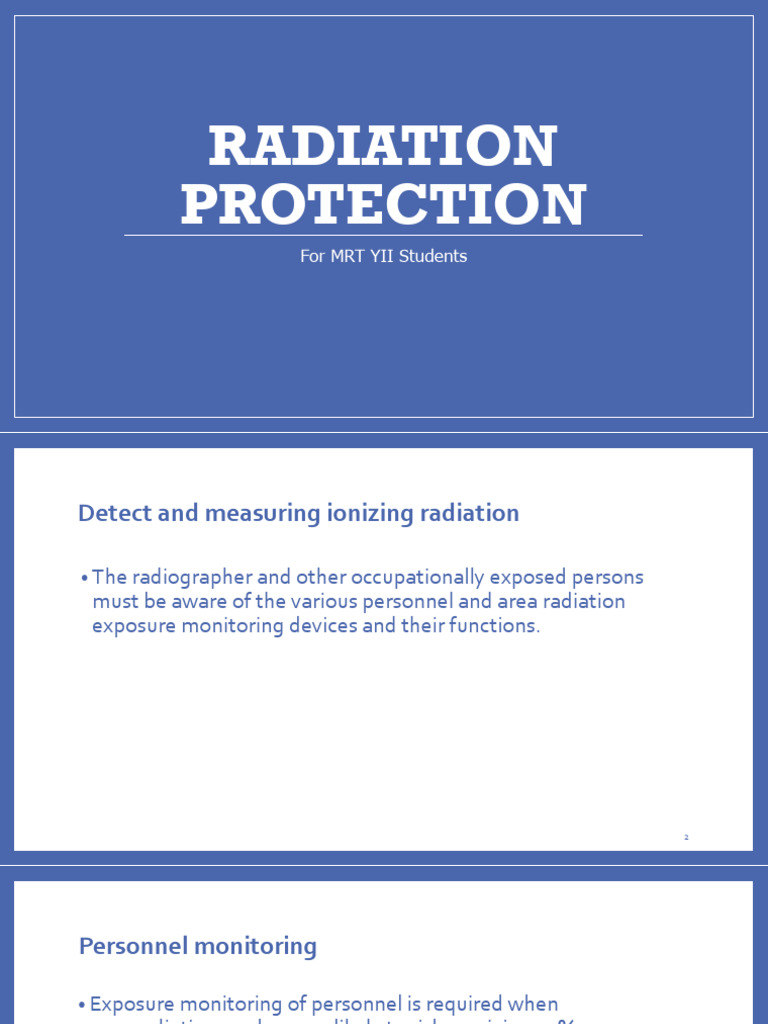 Radiation Protection for MRT Students | PDF | Radiation | Measuring ...