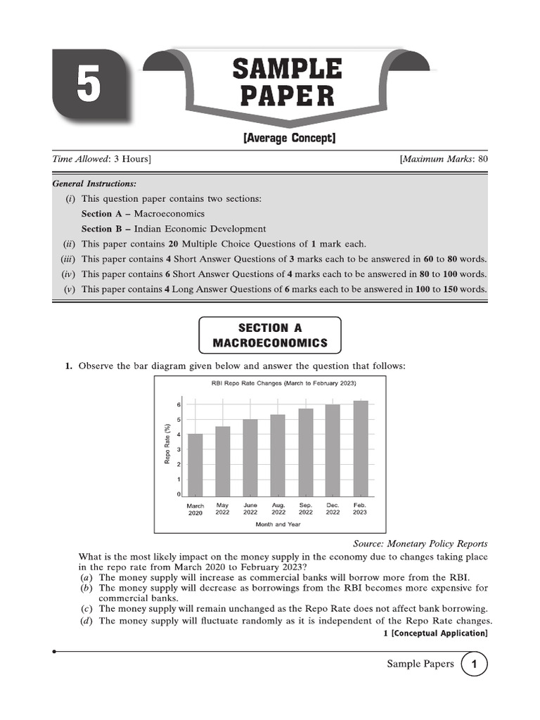 Cbse cl12 Ead Economics 2026 Edition Average Paper 5 | PDF