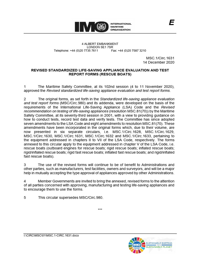 Revised Life-Saving Appliance Forms | PDF | Quality Assurance ...