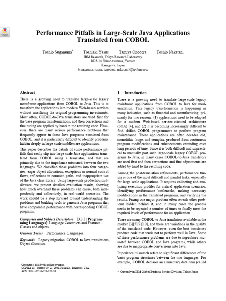 COBOL to Java Performance Issues | PDF | Parameter (Computer ...