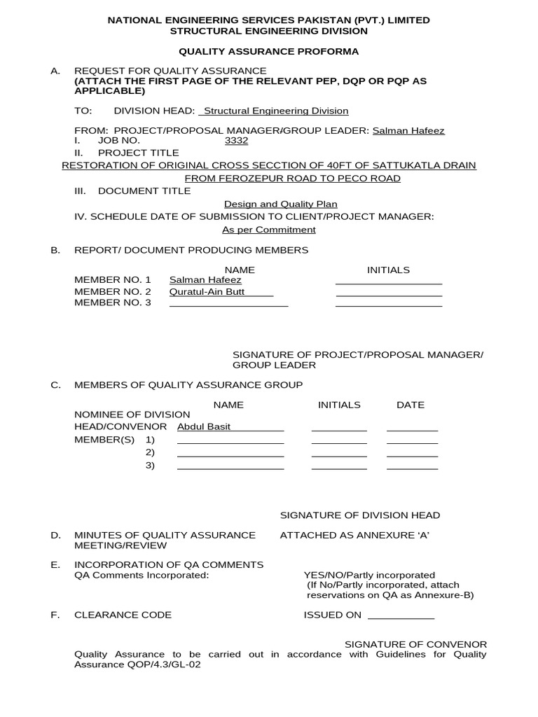 QA Proforma Sattu | PDF | Quality Management | Quality