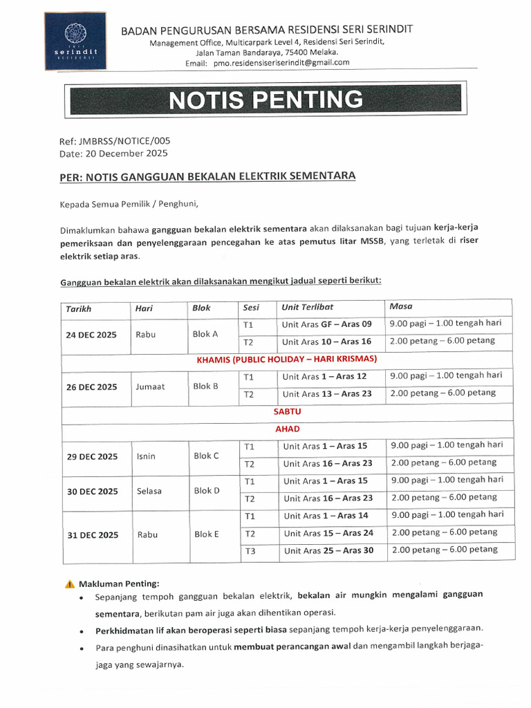 005 Notis Temporary Shutdown of Power Supply - All Block | PDF