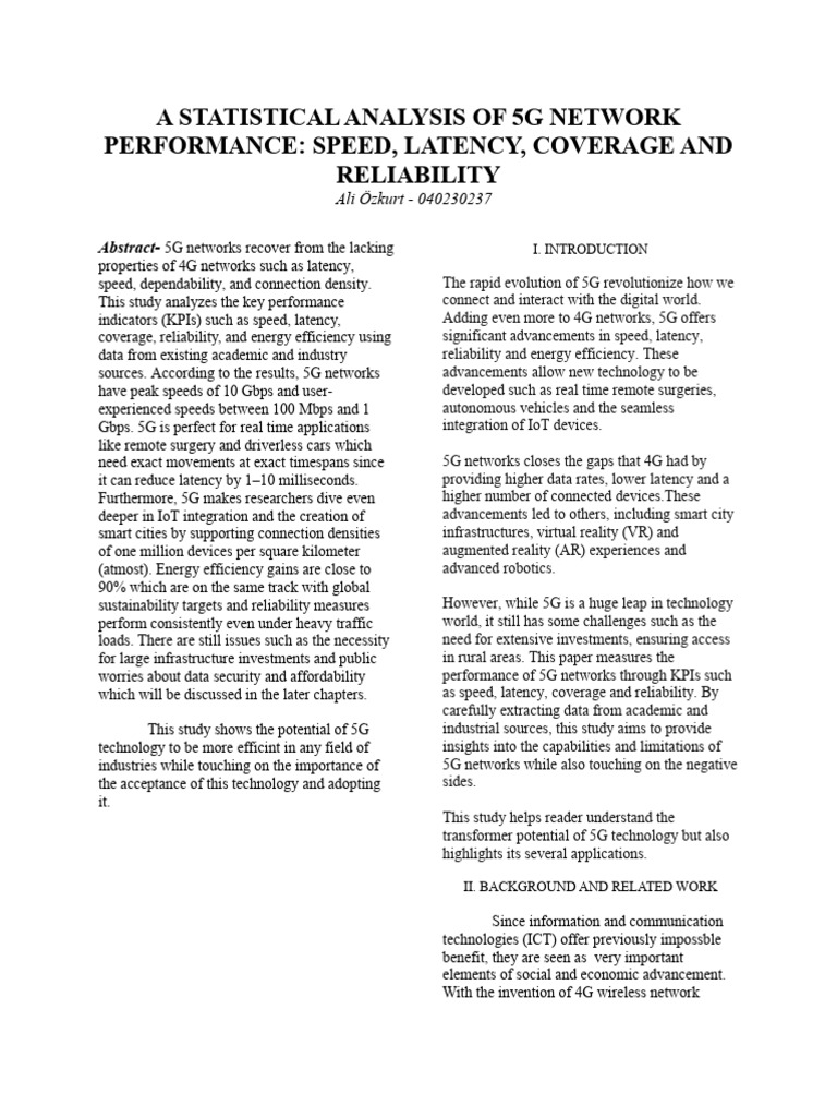 5G Network Performance Analysis: KPIs | PDF | Internet Of Things | 4 G