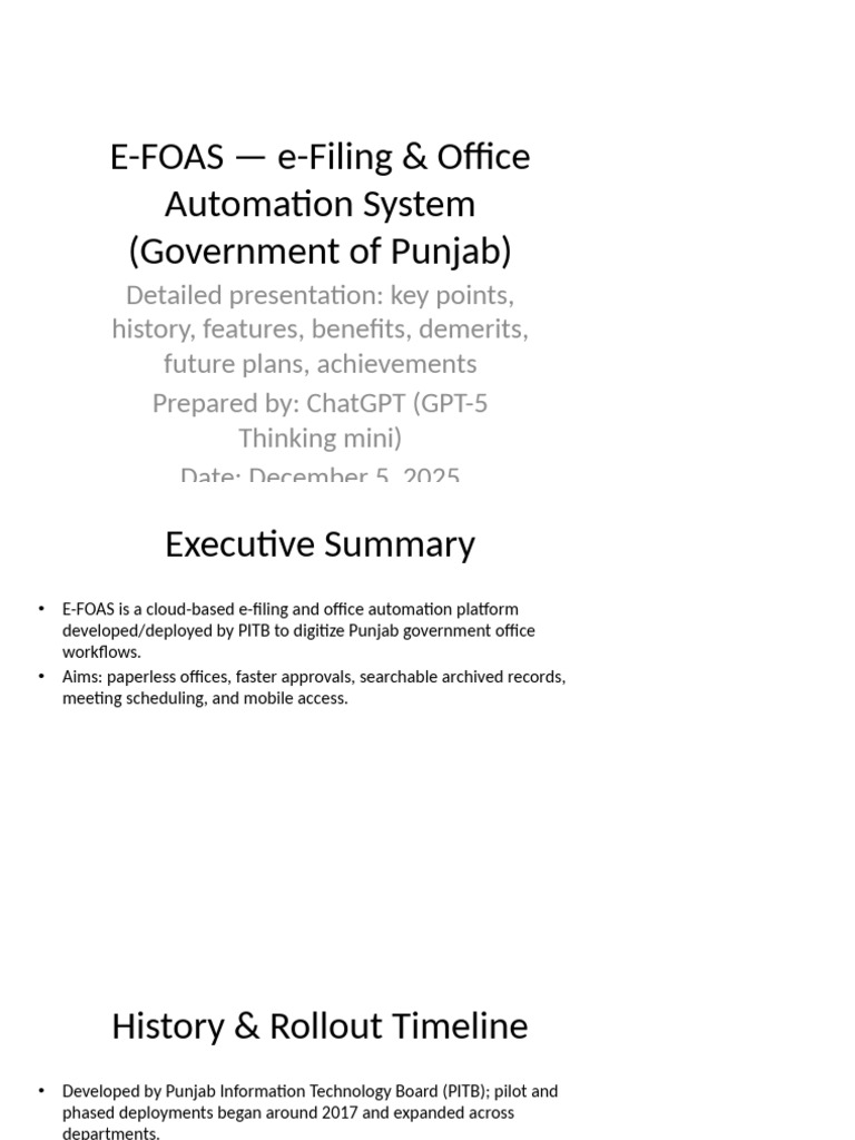 E-FOAS: Punjab's Digital Office Solution | PDF | Cloud Computing ...