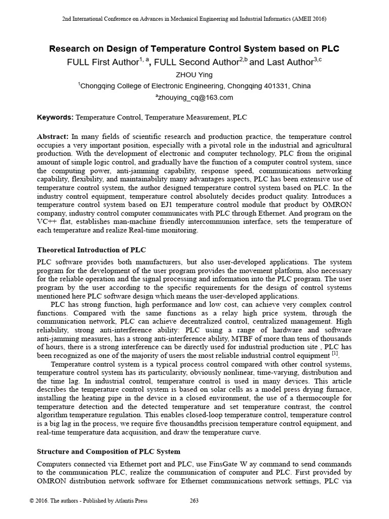 PLC-Based Temperature Control System | PDF | Electromagnetic ...