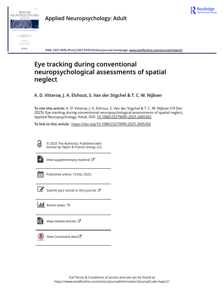 Eye Tracking in Spatial Neglect Assessment | PDF | Attention ...