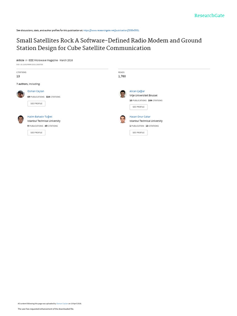 CubeSat Communication with SDR Design | PDF | Software Defined Radio ...