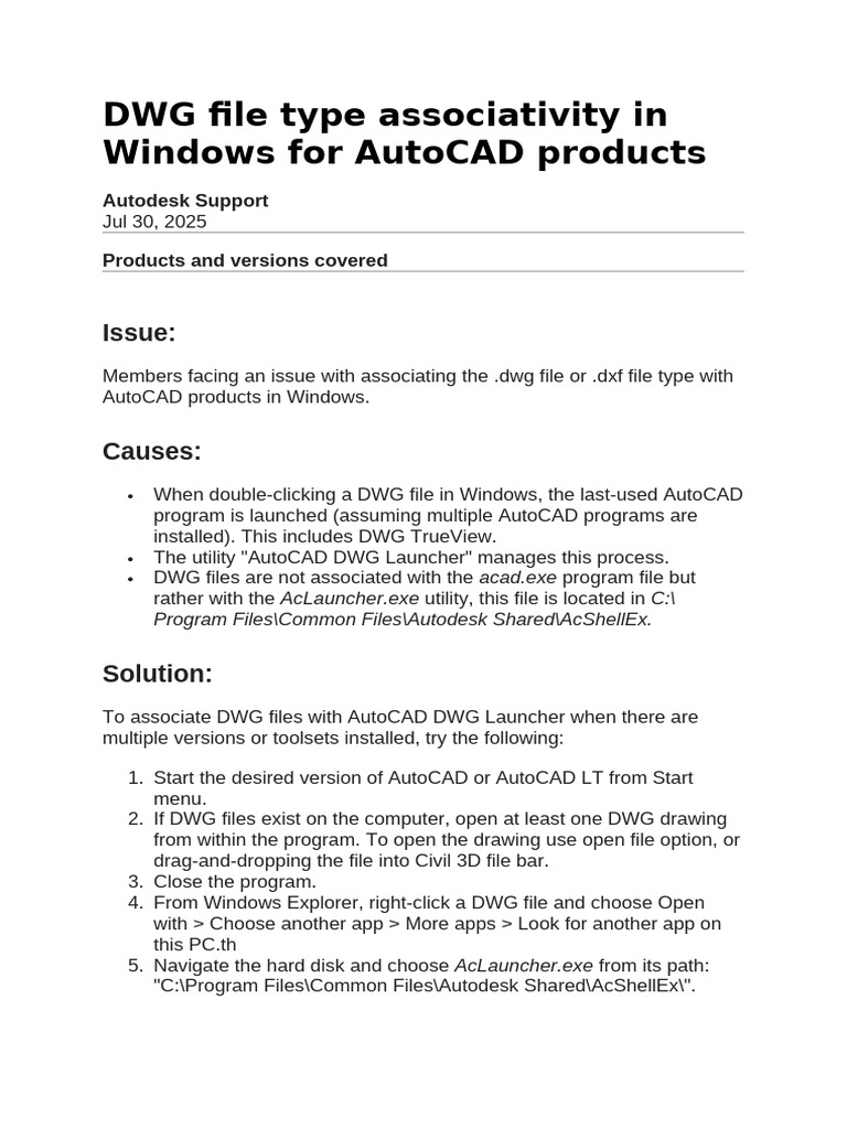 Fix DWG File Association in Windows | PDF | Auto Cad | Ibm Pc Compatibles