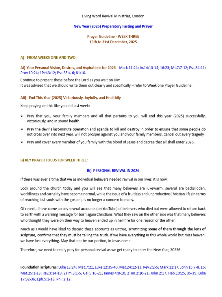 2026 New Year Fasting Prayer Guide | PDF | Religious Belief And ...