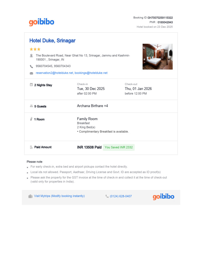 Booking Confirmation Voucher | PDF
