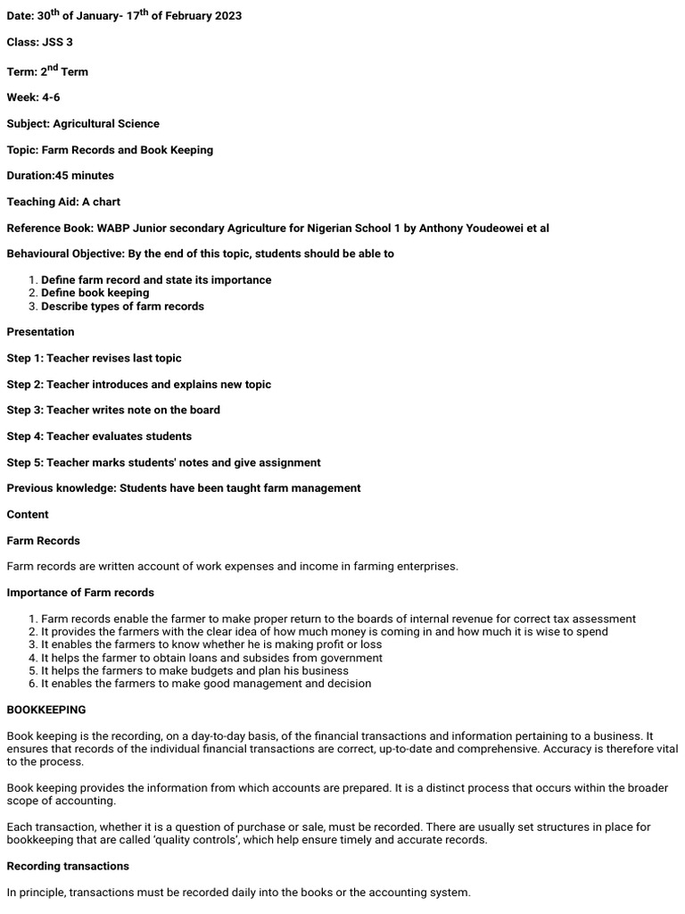 Farm Records and Bookkeeping Guide | PDF | Bookkeeping | Economies