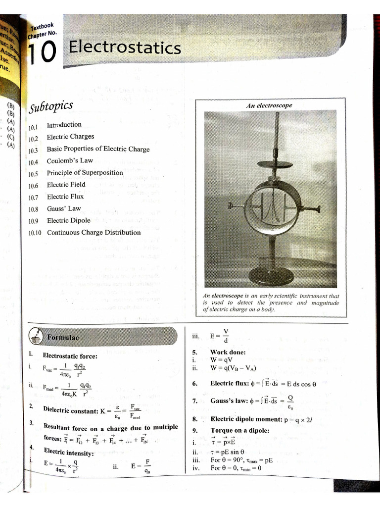 Phy 11th MHT-CET Chap 10 Electrostatic | PDF