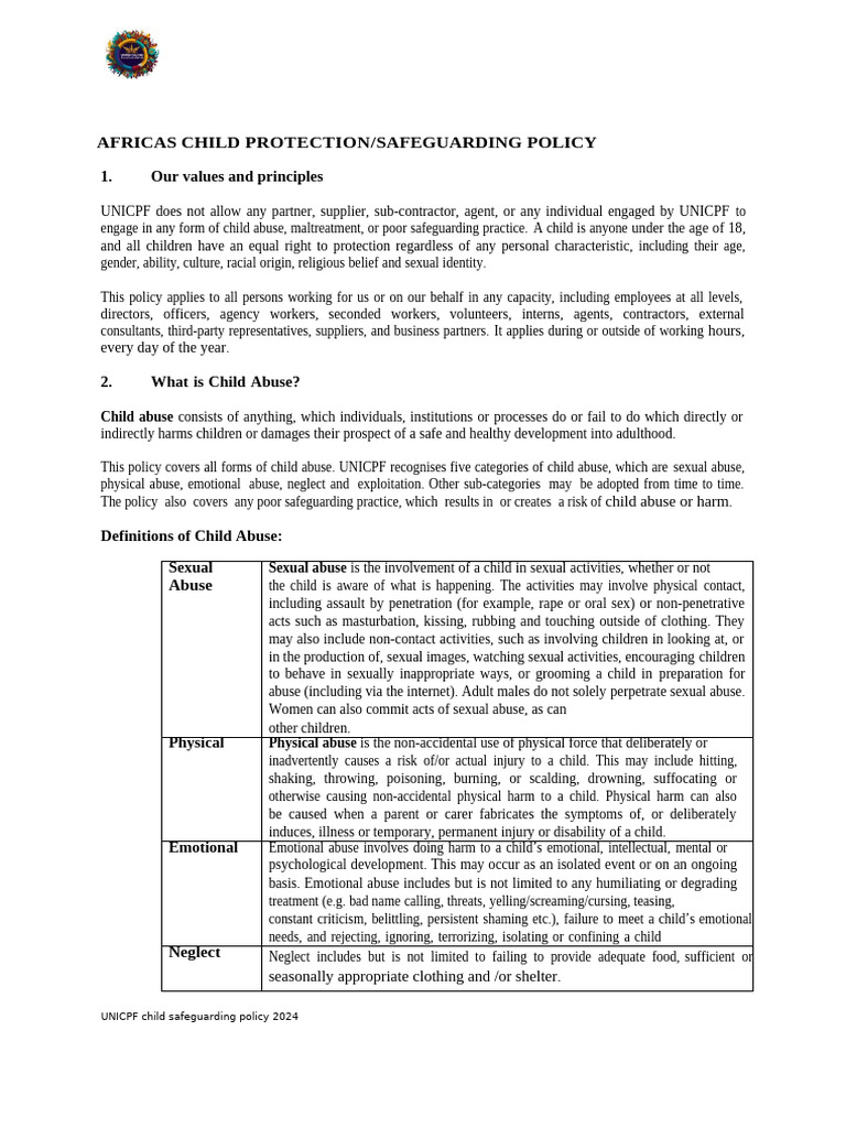 Child Safeguarding Policy | PDF | Child Abuse | Sexual Slavery