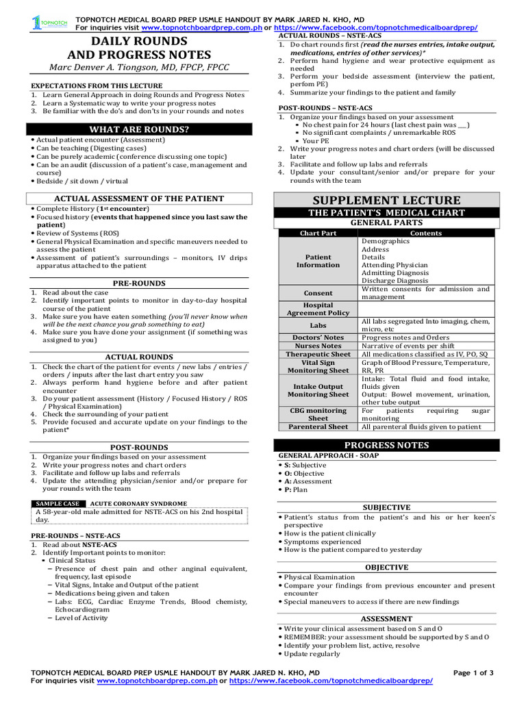 USMLE Rounds and Progress Notes Guide | PDF | Heart | Physiology