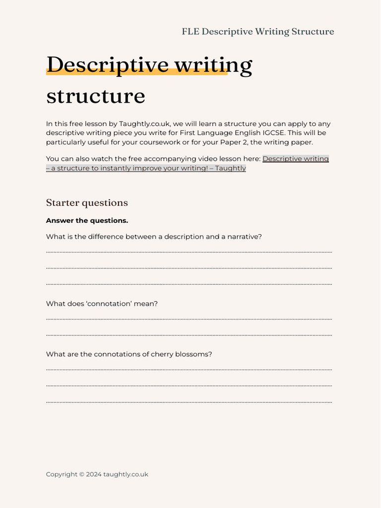 Descriptive Writing Structure Guide | PDF