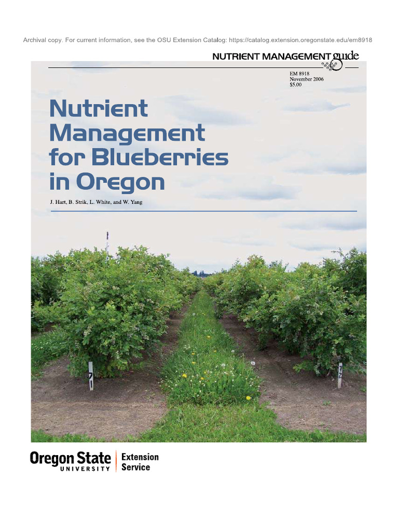 Nutrient Management Blueberries in Oregon | PDF