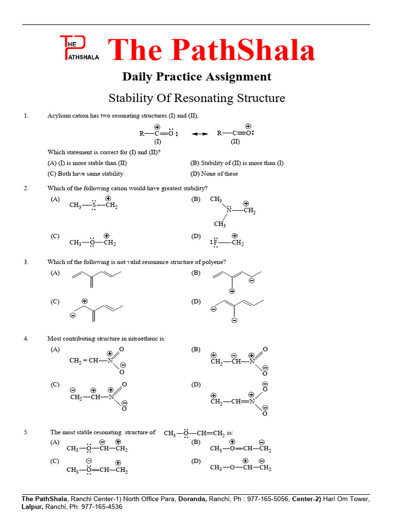 Resonance Structure Practice Questions | PDF | Chess Theory | Chess