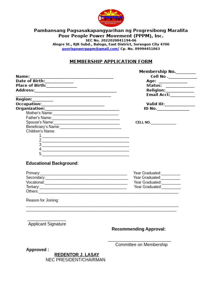 Membership Application for PPPM | PDF | Chess Theory | Chess