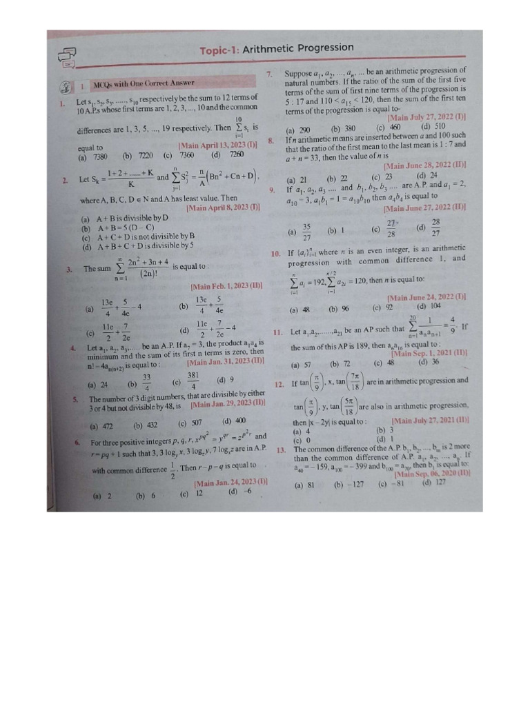 Sequences and Series - Topic 1 and 2 | PDF