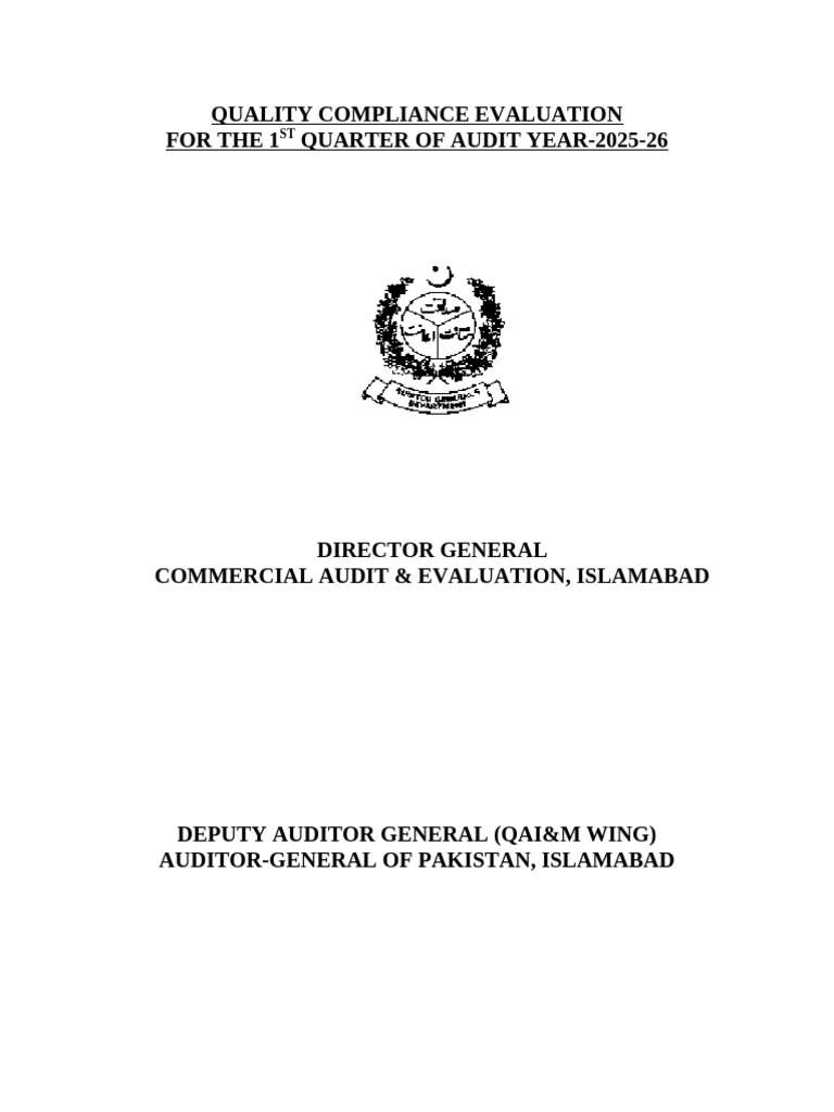 Qce Report Amis 1st Q 25 - Dga CA&e, Isb 15.12.25 | PDF | Audit | Business