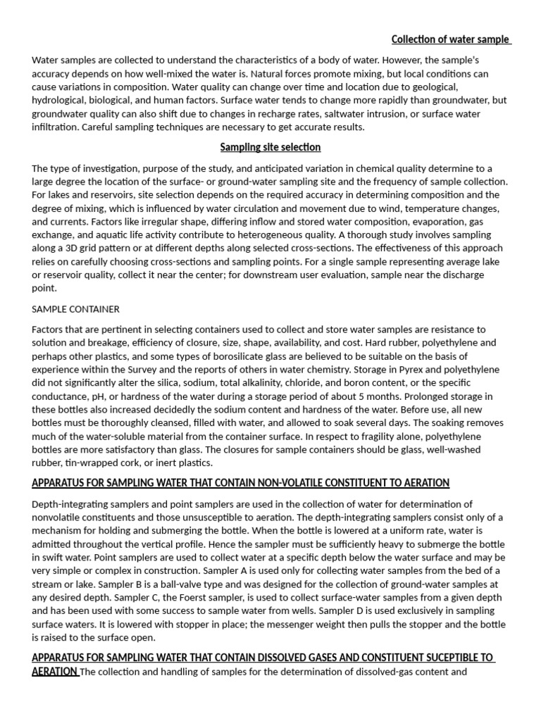 Collection of Water Sample | PDF | Subtropics | Water