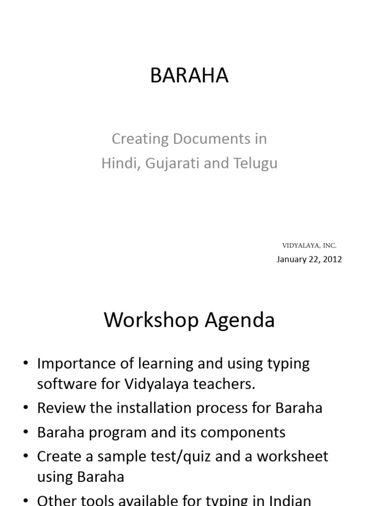 Baraha Software Workshop Agenda | PDF | Languages Of India | Software