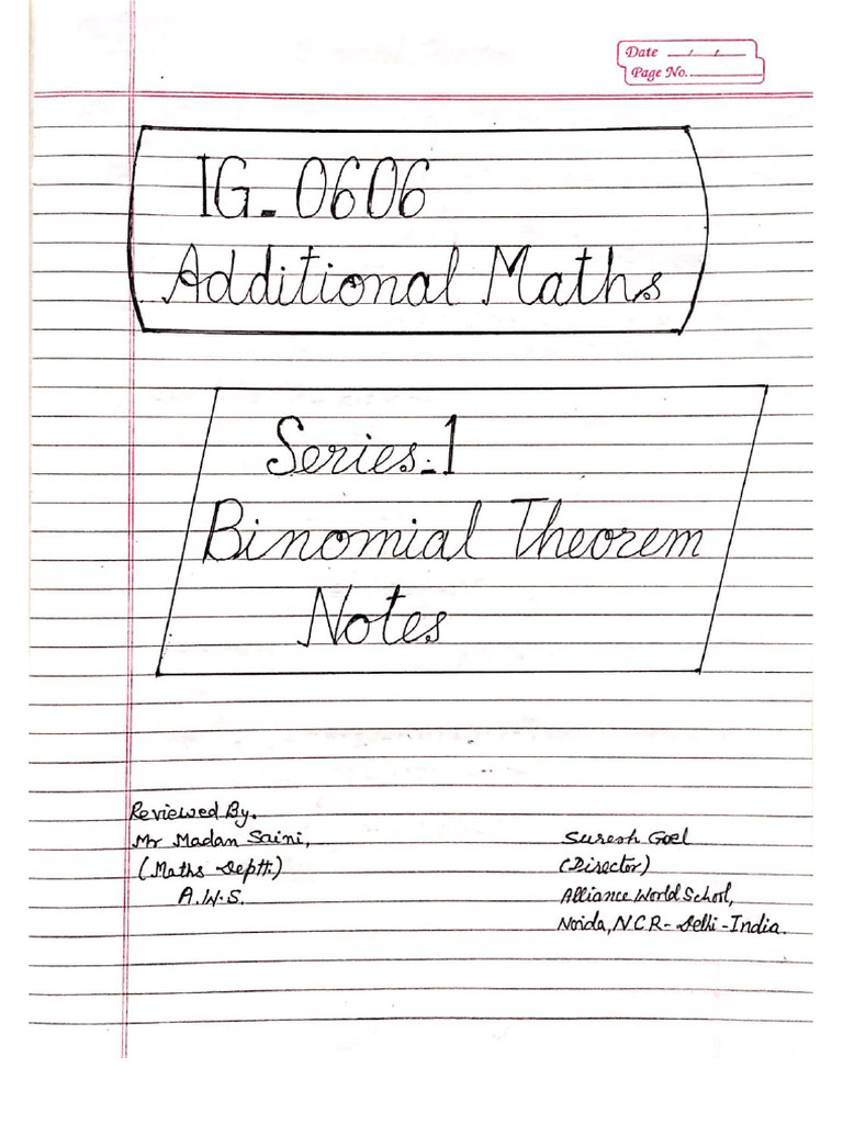 IG 0606 Series 1 Binomial Theorem Notes | PDF