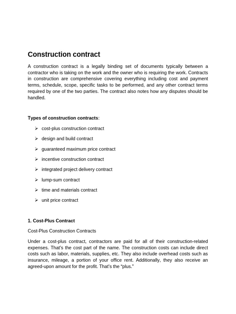 Types of Construction Contracts Explained | PDF | Indemnity | Business Law