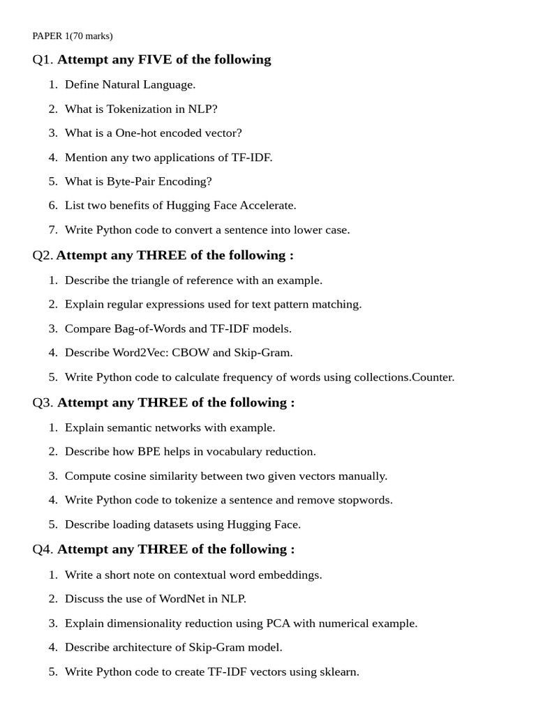 NLP Concepts and Python Coding Tasks | PDF