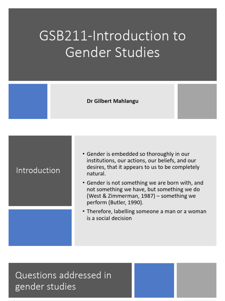 Introduction to Gender Studies Concepts | PDF | Gender Studies | Gender