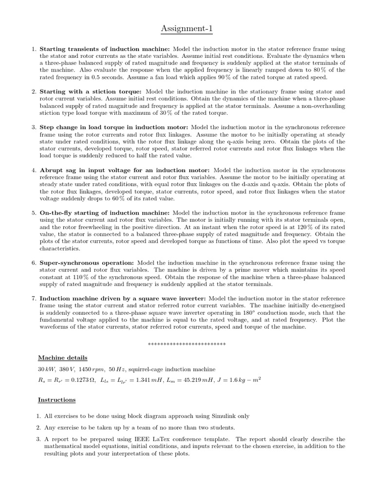 Induction Machine Dynamics Simulink Analysis | PDF | Electric Motor ...