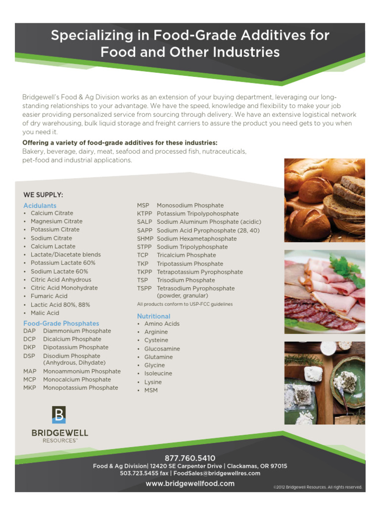Food Grade Additives Flyer | PDF | Vitamin | Chemical Compounds