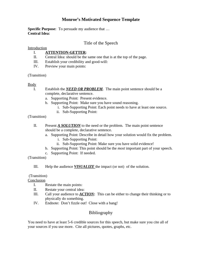 Monroe's Motivated Sequence Guide | PDF