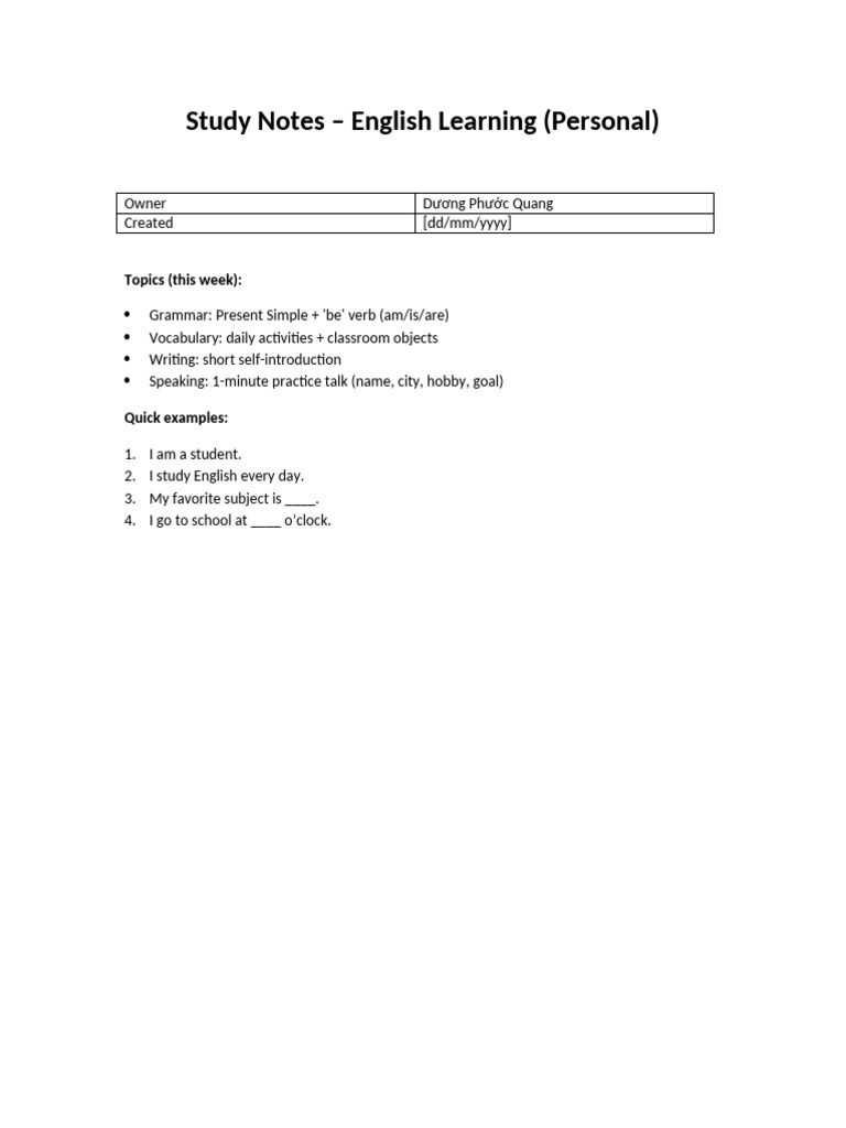 01 Study Notes Personal | PDF