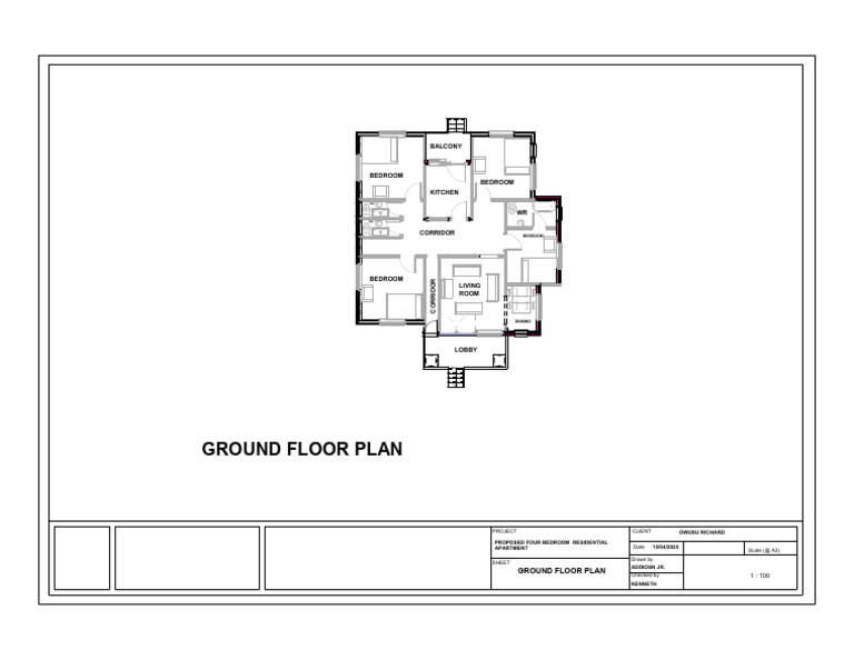 Ground Floor Plan for 4-Bedroom Apartment | PDF