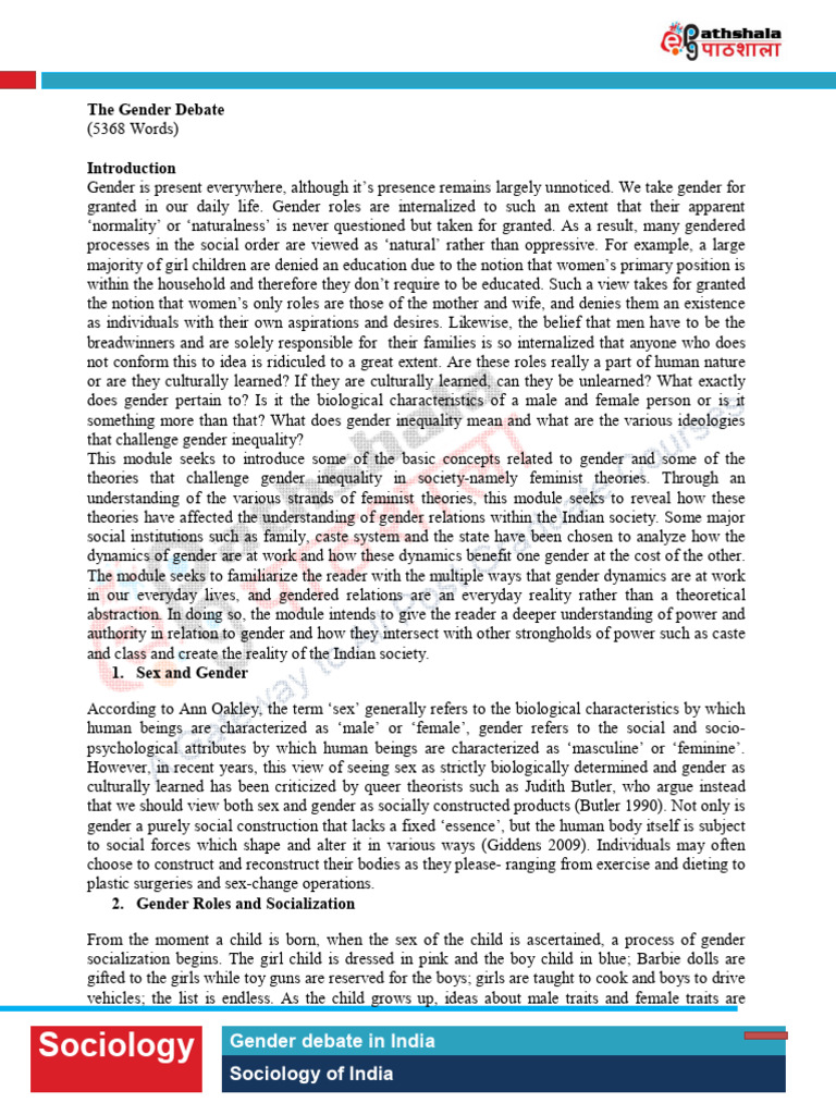 Gender Dynamics and Feminism in India | PDF | Gender | Gender Studies