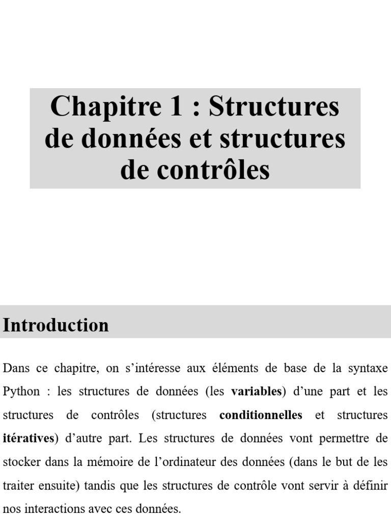 Structures de données et contrôles en Python | PDF | Structure de ...